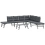 Garden bench with 5-piece cushions, steel frame with black powder coating. by , Garden sets - Ref: Foro24-3283720, Price: 512...