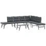 Garden bench with 5-piece cushions, steel frame with black powder coating. by , Garden sets - Ref: Foro24-3283720, Price: 504...