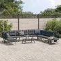 Garden bench with 6-piece cushions, steel frame with black powder coating. by , garden benches - Ref: Foro24-3283729, Price: ...