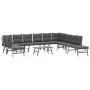 Garden bench with 6-piece cushions, steel frame with black powder coating. by , garden benches - Ref: Foro24-3283729, Price: ...