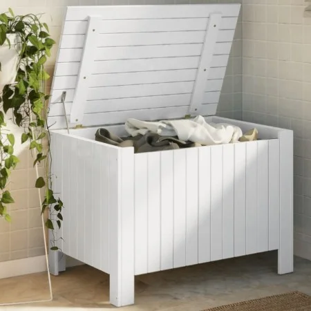 Storage box with lid FROG solid white wood 80x49x54 cm by , Storage trunks - Ref: Foro24-4002330, Price: 99,39 €, Discount: %
