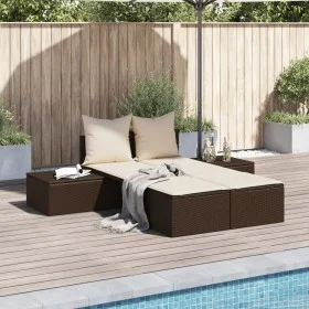 Double sun lounger with brown synthetic rattan cushions by , Loungers - Ref: Foro24-368390, Price: 309,75 €, Discount: %