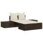 Double sun lounger with brown synthetic rattan cushions by , Loungers - Ref: Foro24-368390, Price: 270,98 €, Discount: %