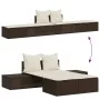 Double sun lounger with brown synthetic rattan cushions by , Loungers - Ref: Foro24-368390, Price: 270,98 €, Discount: %