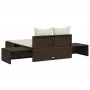 Double sun lounger with brown synthetic rattan cushions by , Loungers - Ref: Foro24-368390, Price: 270,98 €, Discount: %