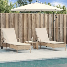 Sun loungers with cushions 2 units synthetic rattan beige by , Loungers - Ref: Foro24-3261438, Price: 326,25 €, Discount: %