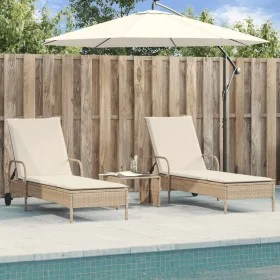 Sun loungers with cushions 2 units synthetic rattan beige by , Loungers - Ref: Foro24-3261438, Price: 359,84 €, Discount: %