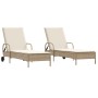 Liegestühle mit Kissen, 2 Stück, aus synthetischem Rattan in Beige. von , Liegen - Ref: Foro24-3261438, Preis: 326,25 €, Raba...