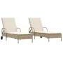 Sun loungers with cushions 2 units synthetic rattan beige by , Loungers - Ref: Foro24-3261438, Price: 359,82 €, Discount: %