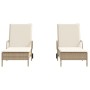 Liegestühle mit Kissen, 2 Stück, aus synthetischem Rattan in Beige. von , Liegen - Ref: Foro24-3261438, Preis: 326,25 €, Raba...
