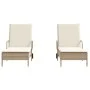 Sun loungers with cushions 2 units synthetic rattan beige by , Loungers - Ref: Foro24-3261438, Price: 359,82 €, Discount: %