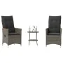 Gartenstühle und Tischchen mit Kissen, 3-teilig, aus grauem PE-Rattan. von , Gartensets - Ref: Foro24-365658, Preis: 266,87 €...