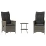 Garden chairs and table with cushions 3 pieces gray PE rattan by , Garden sets - Ref: Foro24-365658, Price: 266,87 €, Discoun...