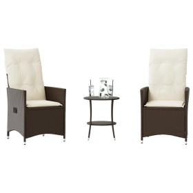 Garden chairs and table with cushions 3 pieces brown PE rattan by , Garden sets - Ref: Foro24-365653, Price: 222,14 €, Discou...