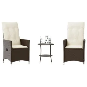 Garden chairs and table with cushions 3 pieces brown PE rattan by , Garden sets - Ref: Foro24-365653, Price: 264,86 €, Discou...