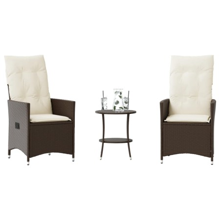 Garden chairs and table with cushions 3 pieces brown PE rattan by , Garden sets - Ref: Foro24-365653, Price: 222,14 €, Discou...