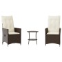 Garden chairs and table with cushions 3 pieces brown PE rattan by , Garden sets - Ref: Foro24-365653, Price: 222,14 €, Discou...