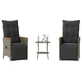 Garden chairs and table with cushions 3 pieces gray PE rattan by , Garden sets - Ref: Foro24-365679, Price: 287,12 €, Discoun...