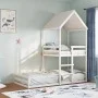Cama con techo madera maciza de pino blanco 90x200 cm de , Camas y somieres - Ref: Foro24-3282391, Precio: 366,97 €, Descuent...