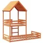 Bed with solid pine wood roof in brown, 90x190 cm by , Beds and slatted bases - Ref: Foro24-3282398, Price: 277,26 €, Discoun...
