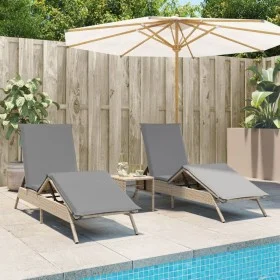 Sun loungers with side table, 2 units, synthetic beige rattan by , Loungers - Ref: Foro24-4002713, Price: 273,00 €, Discount: %