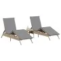 Liegestühle mit Tisch, 2 Stück, aus synthetischem Rattan in Beige. von , Liegen - Ref: Foro24-4002713, Preis: 273,00 €, Rabat...
