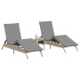 Liegestühle mit Tisch, 2 Stück, aus synthetischem Rattan in Beige. von , Liegen - Ref: Foro24-4002713, Preis: 277,91 €, Rabat...