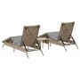 Liegestühle mit Tisch, 2 Stück, aus synthetischem Rattan in Beige. von , Liegen - Ref: Foro24-4002713, Preis: 273,00 €, Rabat...