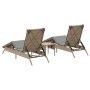 Liegestühle mit Tisch, 2 Stück, aus synthetischem Rattan in Beige. von , Liegen - Ref: Foro24-4002713, Preis: 277,91 €, Rabat...