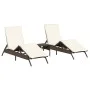 2 synthetic rattan sun loungers with a small table, brown color. by , Loungers - Ref: Foro24-4002711, Price: 273,00 €, Discou...