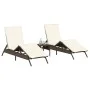 2 synthetic rattan sun loungers with a small table, brown color. by , Loungers - Ref: Foro24-4002711, Price: 273,00 €, Discou...