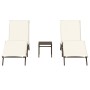 2 synthetic rattan sun loungers with a small table, brown color. by , Loungers - Ref: Foro24-4002711, Price: 278,32 €, Discou...
