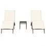 2 synthetic rattan sun loungers with a small table, brown color. by , Loungers - Ref: Foro24-4002711, Price: 273,00 €, Discou...