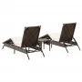 2 synthetic rattan sun loungers with a small table, brown color. by , Loungers - Ref: Foro24-4002711, Price: 273,00 €, Discou...