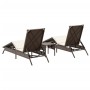 Liegestühle mit Tisch, 2 Stück, aus braunem synthetischem Rattan. von , Liegen - Ref: Foro24-4002711, Preis: 278,32 €, Rabatt: %