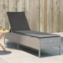 Liegestuhl mit hellem grauem synthetischem Rattan-Kissen. von , Liegen - Ref: Foro24-4002724, Preis: 156,39 €, Rabatt: %