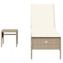 Liegestuhl mit Kissen und Beistelltisch aus synthetischem Rattan in Beige von , Liegen - Ref: Foro24-4002732, Preis: 180,41 €...