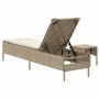 Sun lounger with cushion and synthetic beige rattan table by , Loungers - Ref: Foro24-4002732, Price: 172,21 €, Discount: %