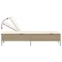 Sun lounger with cushion and synthetic beige rattan table by , Loungers - Ref: Foro24-4002732, Price: 172,21 €, Discount: %