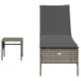 Lounger with gray synthetic rattan cushion and table by , Loungers - Ref: Foro24-4002730, Price: 159,72 €, Discount: %