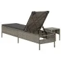 Tumbona con cojín y mesita ratán sintético gris de , Tumbonas - Ref: Foro24-4002730, Precio: 162,41 €, Descuento: %