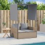 Doppel-Liegestuhl mit Dach und Vorhängen aus synthetischem Rattan in Beige. von , Liegen - Ref: Foro24-4002758, Preis: 233,72...