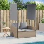Double sun lounger with roof and beige synthetic rattan curtains by , Loungers - Ref: Foro24-4002758, Price: 229,68 €, Discou...
