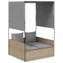 Double sun lounger with roof and beige synthetic rattan curtains by , Loungers - Ref: Foro24-4002758, Price: 229,68 €, Discou...