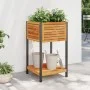 Planter with solid acacia wood shelf and steel 45x45x80 cm by , Pots and planters - Ref: Foro24-367616, Price: 88,56 €, Disco...