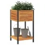 Planter with solid acacia wood shelf and steel 45x45x80 cm by , Pots and planters - Ref: Foro24-367616, Price: 88,56 €, Disco...