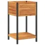 Planter with solid acacia wood shelf and steel 45x45x80 cm by , Pots and planters - Ref: Foro24-367616, Price: 88,56 €, Disco...