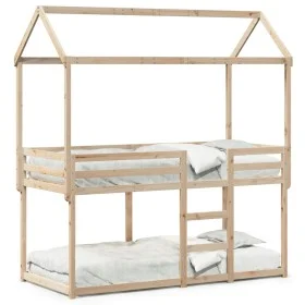 Bunk bed with solid pine wood roof 90x190 cm by , Beds and slatted bases - Ref: Foro24-3282127, Price: 239,07 €, Discount: %