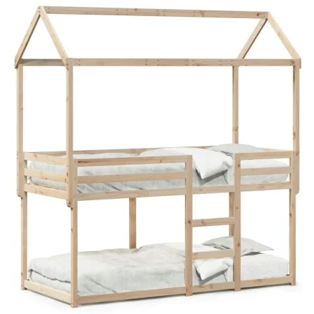 Bunk bed with solid pine wood roof 90x190 cm by , Beds and slatted bases - Ref: Foro24-3282127, Price: 239,07 €, Discount: %
