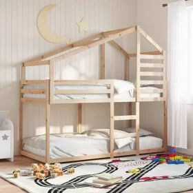 Bunk bed with solid pine wood roof 90x200 cm by , Beds and slatted bases - Ref: Foro24-3281970, Price: 237,73 €, Discount: %